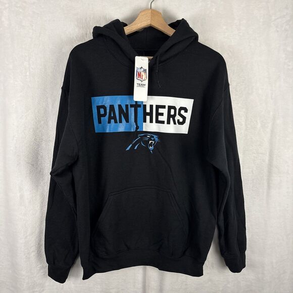 Carolina Panthers NFL Team Black Pullover Hoodie Sweatshirt Mens Medium NWT - Picture 1 of 5